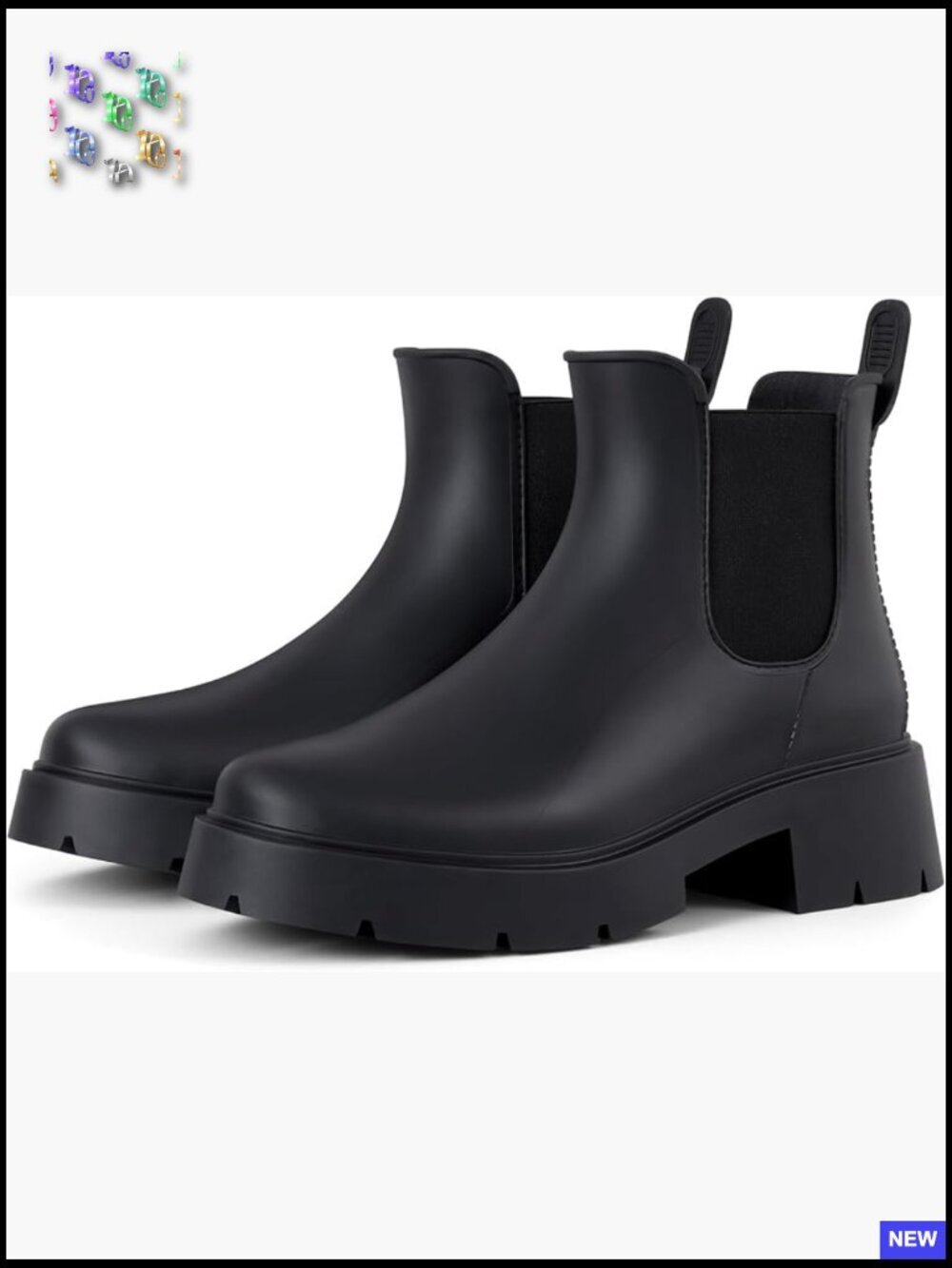 Waterproof Chelsea Ankle Rain Boots Chunky Platform Non-Slip Outdoor